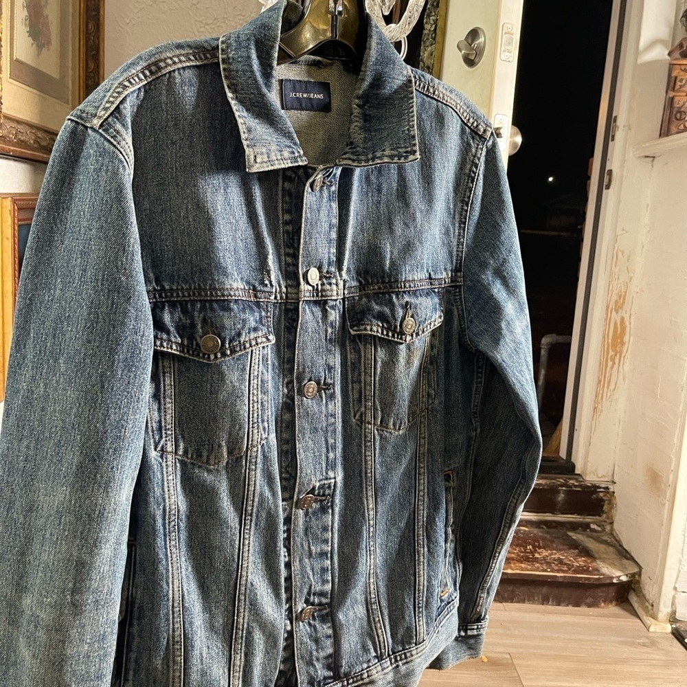 J Crew Distressed Denim Jacket Men’s Size Small - Picture 3 of 9